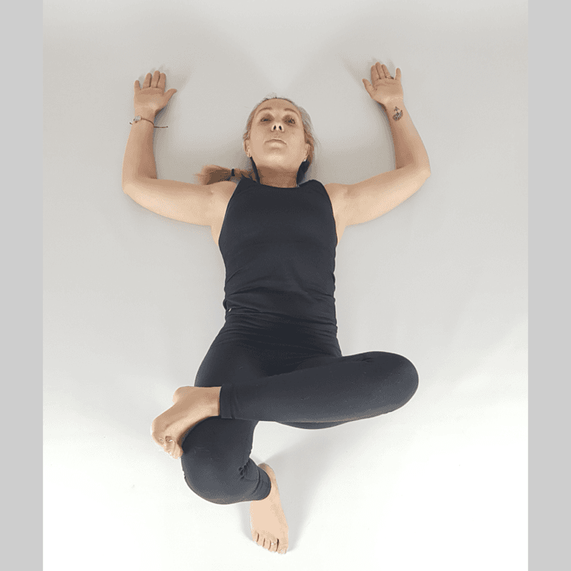 Supine Spinal Twist with Gaze