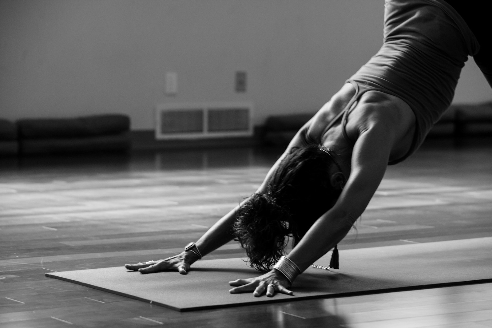Yoga at sunrise by a window